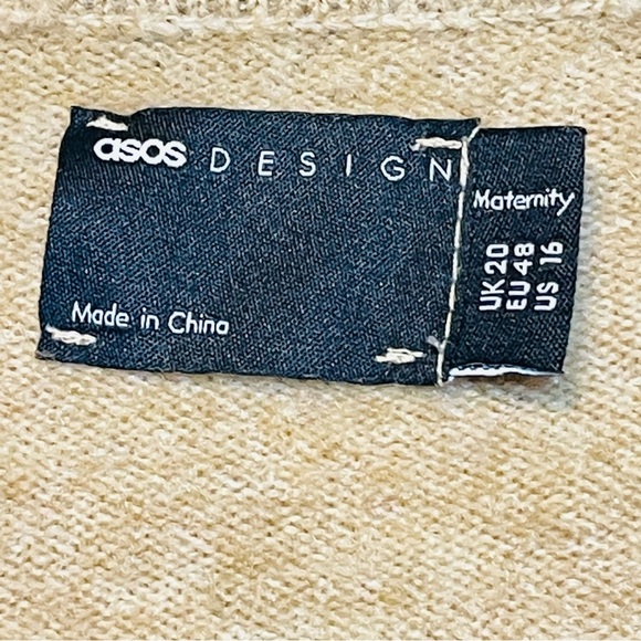 Asos Design Maternity Collar V-Neck Puff Sleeves Sweater - Picture 10 of 12